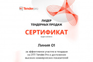 О вручении сертификата «Лидер тендерных продаж» 2025 в Хабаровске 